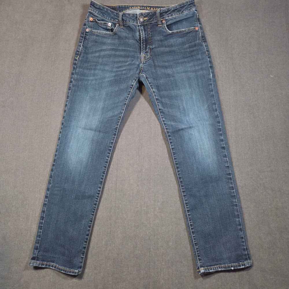 American Eagle Slim Straight Jeans Mens 32x30 Blue Extreme Flex Denim
